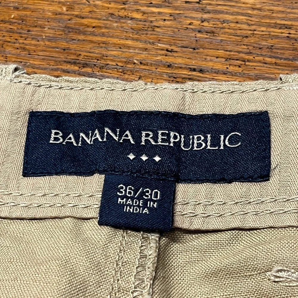 Banana Republic Mens 36x30 Linen Cotton Pants Khaki Straight Casual NWOT Pockets